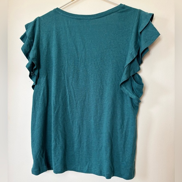 🎉4/30$🎉 George Green Flutter Sleeve Blouse – Women’s L 💚👚 - Picture 4 of 4
